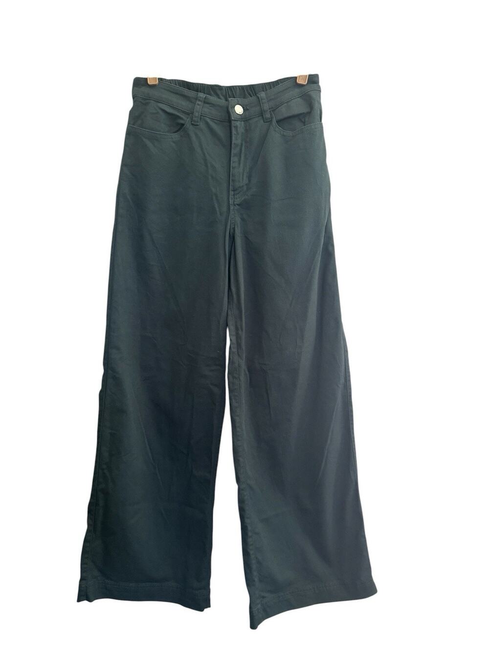 Pact Womens Small Stretch Twill Wide Leg Pants Green Spruce 30” Inseam #7127